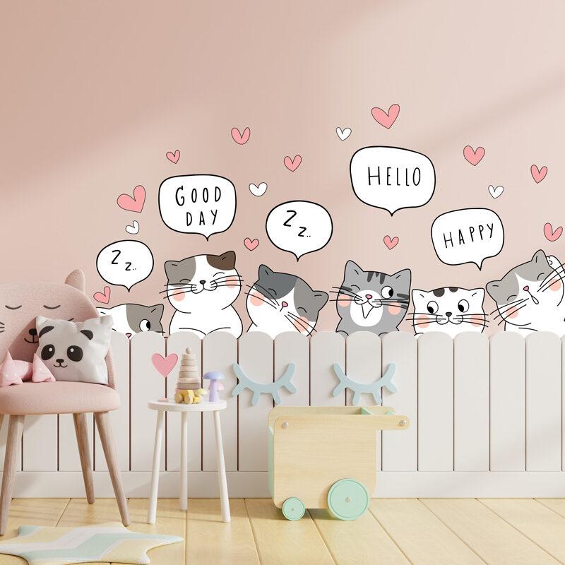 Наклейка на стену "Забавные котята"