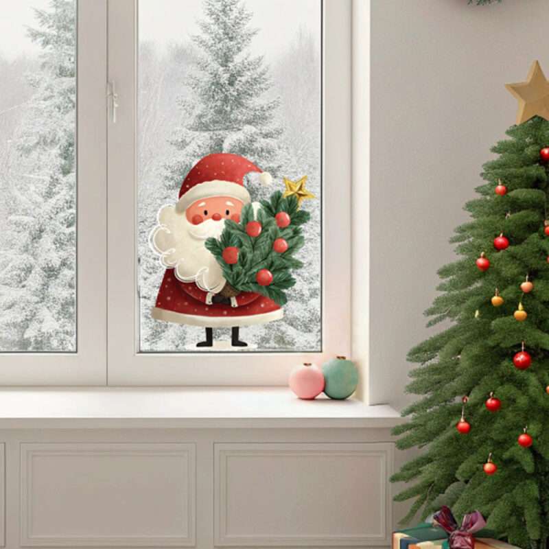 Наклейка "Дед Мороз с новогодней ёлочкой"